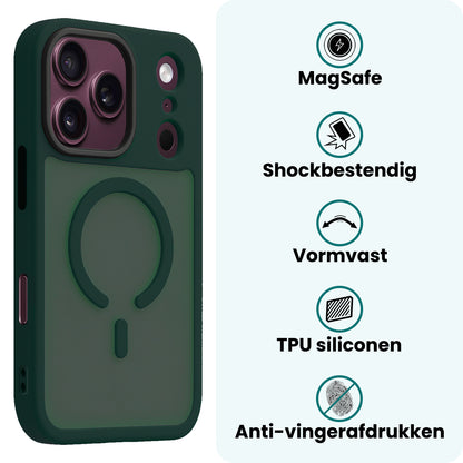 Forterra iPhone 18 Pro Hoesje Geschikt voor Magsafe Backcover Shockproof - Donkergroen