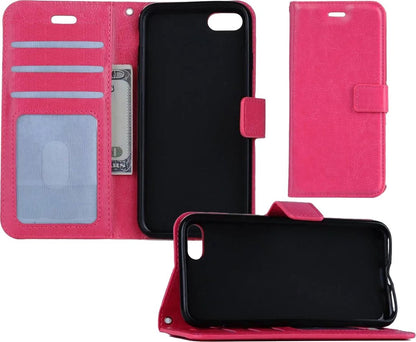 Forterra iPhone SE 2020 Hoesje Bookcase Cover met Kaarthouder - Donkerroze