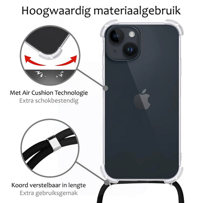 Forterra iPhone 15 Plus Hoesje met Koord Backcover Shockproof - Transparant