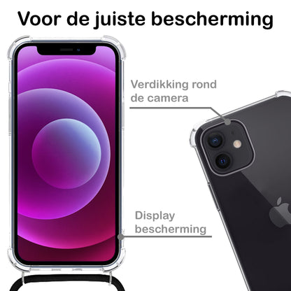 Forterra iPhone 12 Hoesje met Koord Backcover Shockproof - Transparant