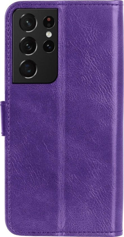 Forterra Samsung S21 Ultra Hoesje Bookcase Cover met Kaarthouder - Paars