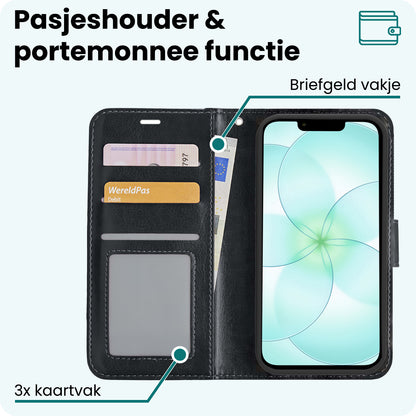Forterra iPhone 17e Hoesje Bookcase Cover met Kaarthouder - Zwart