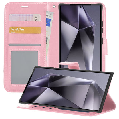 Forterra Samsung S24 Ultra Hoesje Bookcase Cover met Kaarthouder - Lichtroze