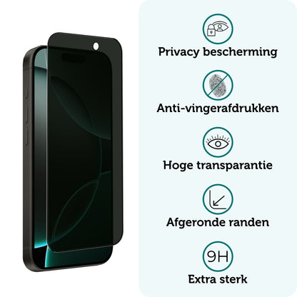 Forterra iPhone 16 Pro Max Screenprotector Gehard Glas - Privacy