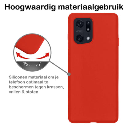 Forterra OPPO Find X5 Hoesje Siliconen Backcover Lichtgewicht - Rood