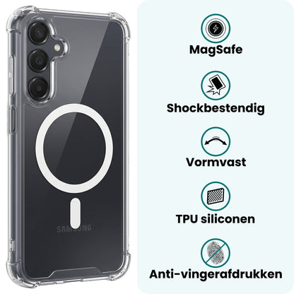 Forterra Samsung A25 Hoesje Geschikt voor Magsafe Backcover Shockproof - Transparant