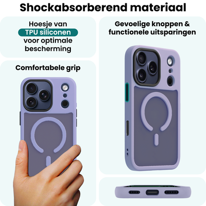 Forterra iPhone 17 Pro Max Hoesje Geschikt voor Magsafe Backcover Shockproof - Lila