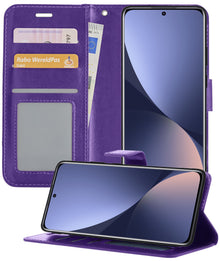 Forterra Xiaomi 12 Hoesje Bookcase Cover met Kaarthouder - Paars