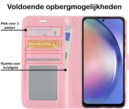 Forterra Samsung A54 Hoesje Bookcase Cover met Kaarthouder - Lichtroze