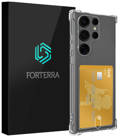 Forterra Samsung S25 Ultra Hoesje Kaarthouder Backcover Shockproof - Transparant
