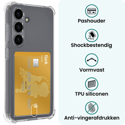 Forterra Samsung S25 Hoesje Kaarthouder Backcover Shockproof - Transparant