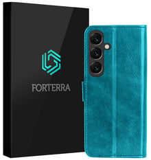 Forterra Samsung S25 Plus Hoesje Bookcase Cover met Kaarthouder - Turquoise