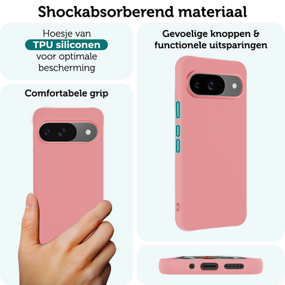 Forterra Google Pixel 9 Hoesje Siliconen Backcover Lichtgewicht - Lichtroze