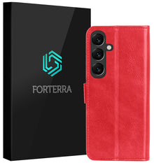 Forterra Samsung S25 Plus Hoesje Bookcase Cover met Kaarthouder - Rood