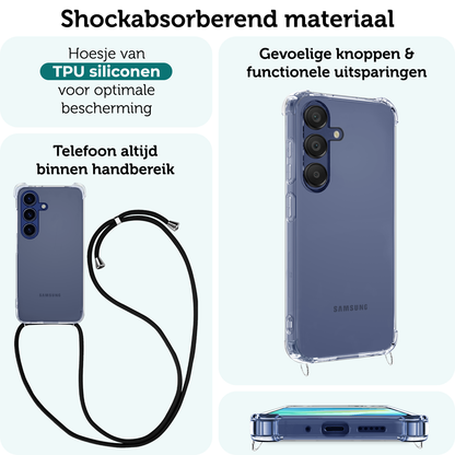 Forterra Samsung A16 Hoesje met Koord Backcover Shockproof - Transparant