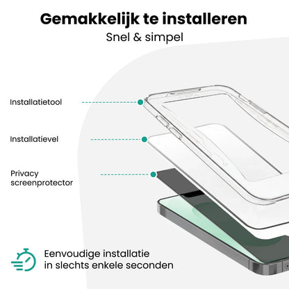 Forterra Privacy Screenprotector Geschikt voor Samsung Galaxy S25 - Met Installatie Kit - Privacy - Beschermglas - Flexibel Glas - Tempered Glass - Screen Protector
