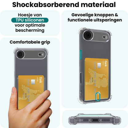 Forterra iPhone Air Hoesje Kaarthouder Backcover Shockproof - Transparant