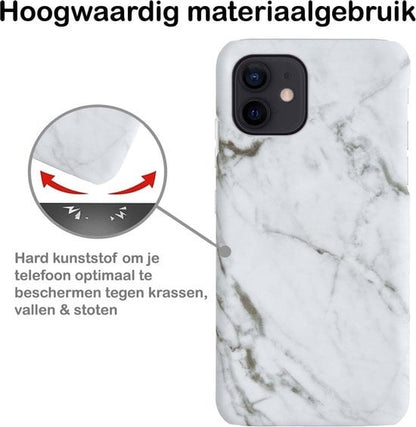 Forterra iPhone 12 Hoesje Marmer Hard Case Cover - Wit