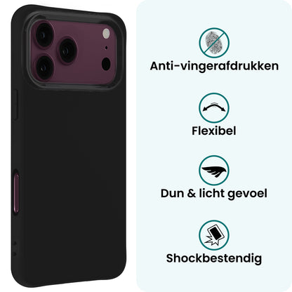 Forterra iPhone 18 Pro Max Hoesje Siliconen Backcover Lichtgewicht - Zwart