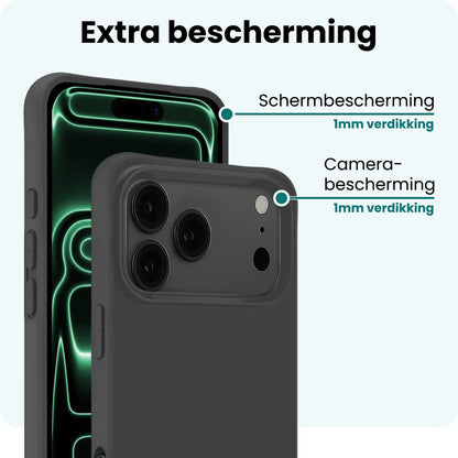 Forterra iPhone 17 Pro Hoesje Siliconen Backcover Lichtgewicht - Zwart