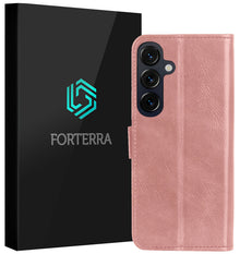 Forterra Samsung S26 Plus Hoesje Bookcase Cover met Kaarthouder - Rosé goud
