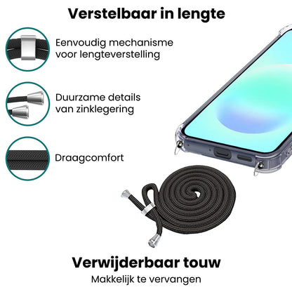 Forterra Samsung A57 Hoesje met Koord Backcover Shockproof - Transparant