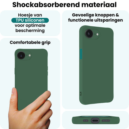 Forterra iPhone 16e Hoesje Siliconen Backcover Lichtgewicht - Donkergroen