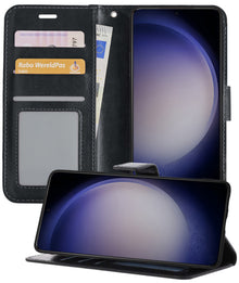 Forterra Samsung S23 Ultra Hoesje Bookcase Cover met Kaarthouder - Zwart