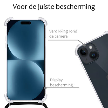 Forterra iPhone 15 Plus Hoesje met Koord Backcover Shockproof - Transparant