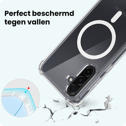 Forterra Samsung A36 Hoesje Geschikt voor Magsafe Backcover Shockproof - Transparant