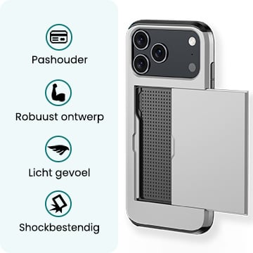 Forterra iPhone 17 Pro Max Hoesje Kaarthouder Hard Case Shockproof - Grijs