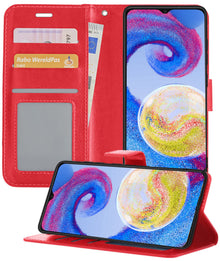 Forterra Samsung A04s Hoesje Bookcase Cover met Kaarthouder - Rood