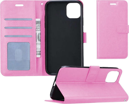 Forterra iPhone 11 Pro Max Hoesje Bookcase Cover met Kaarthouder - Lichtroze