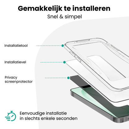Forterra Privacy Screenprotector Geschikt voor Samsung Galaxy S26 Plus - Met Installatie Kit - Privacy - Beschermglas - Flexibel Glas - Tempered Glass - Screen Protector