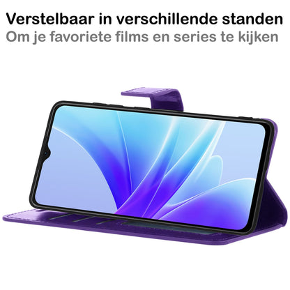 Forterra OPPO A57 Hoesje Bookcase Cover met Kaarthouder - Paars