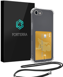 Forterra iPhone SE 2020 Hoesje Kaarthouder met Koord Backcover Shockproof - Transparant