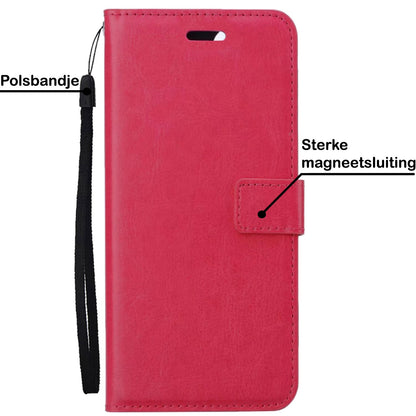 Forterra Samsung S23 Ultra Hoesje Bookcase Cover met Kaarthouder - Donkerroze