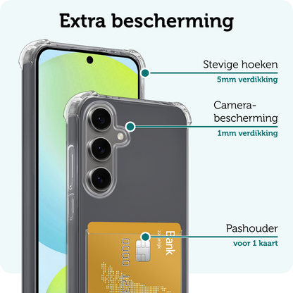 Forterra Samsung S24 FE Hoesje Kaarthouder Backcover Shockproof - Transparant