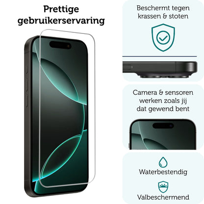 Forterra iPhone 16 Pro Screenprotector Gehard Glas met Installatieframe