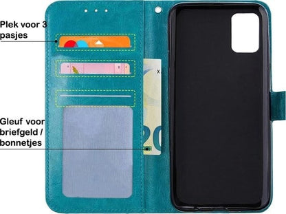 Forterra Samsung A51 Hoesje Bookcase Cover met Kaarthouder - Turquoise