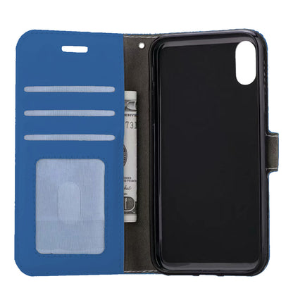 Forterra iPhone X Hoesje Bookcase Cover met Kaarthouder - Donkerblauw