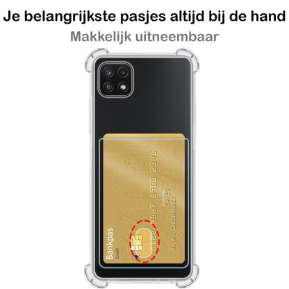 Forterra Samsung A22 5G Hoesje Kaarthouder Backcover Shockproof - Transparant