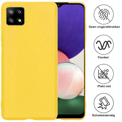 Forterra Samsung A22 4G Hoesje Siliconen Backcover Lichtgewicht - Geel