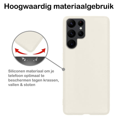 Forterra Samsung S22 Ultra Hoesje Siliconen Backcover Lichtgewicht - Wit