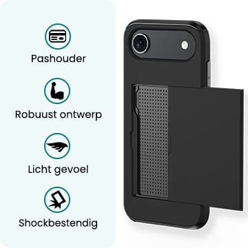 Forterra iPhone Air Hoesje Kaarthouder Hard Case Shockproof - Zwart
