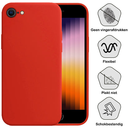 Forterra iPhone SE 2022 Hoesje Siliconen Backcover Lichtgewicht - Rood