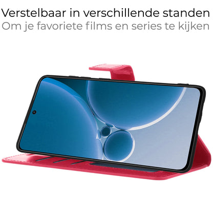 Forterra OnePlus Nord 3 Hoesje Bookcase Cover met Kaarthouder - Donkerroze