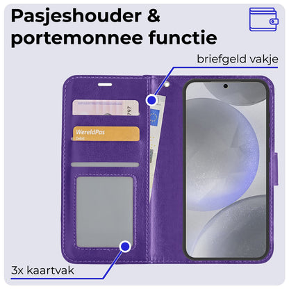 Forterra Samsung S24 Plus Hoesje Bookcase Cover met Kaarthouder - Paars