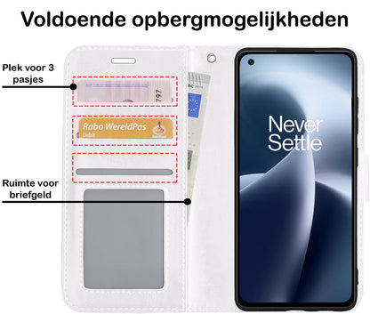Forterra OnePlus Nord 2T Hoesje Bookcase Cover met Kaarthouder - Wit