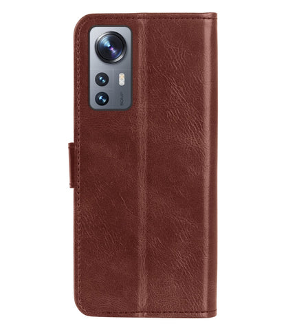 Forterra Xiaomi 12X Hoesje Bookcase Cover met Kaarthouder - Bruin
